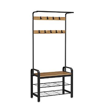 Coat Rack, Shoe Bench, Hall Tree With Storage Shelf For Entryway