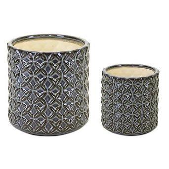 Geometric Pattern Ceramic Pot (Set Of 2)