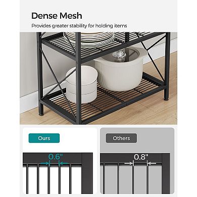 5-tier Metal Storage Shelf, Shelving Unit With X Side Frames, Dense Mesh, For Entryway