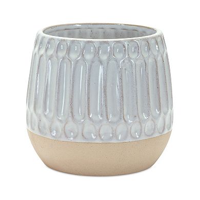 Ribbed Porcelain Vase With Two Tone Design (set of 2)