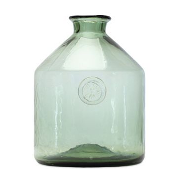 Sage Glass Bottle Neck Vase 9"h