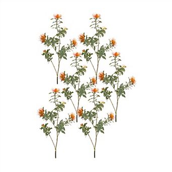 Orange Flocked Protea Spray (Set of 6)