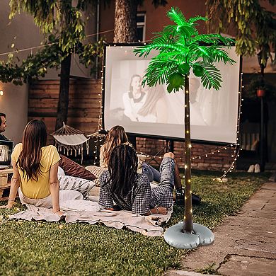 6 Ft Led Lighted Artificial Palm Tree Hawaiian Style Tropical With Water Bag