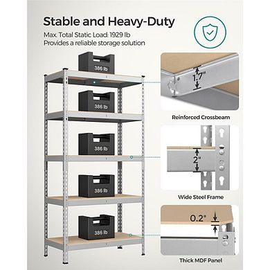 Heavy-Duty 5-Tier Storage Shelves Boltless Assembly Steel Shelving Unit for Garage or Home
