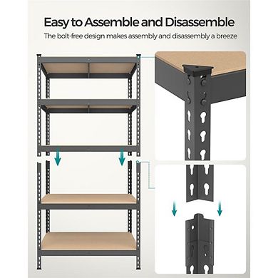 Heavy-Duty 5-Tier Storage Shelves Boltless Assembly Steel Shelving Unit for Garage or Home