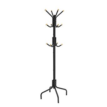 Coat Rack Freestanding, Coat Rack Stand w/12 Hooks & 4 Legs, Coat Tree for Jackets, Hats, Entryway