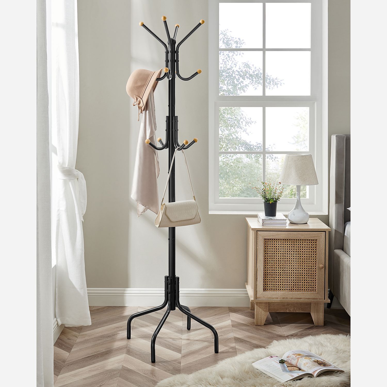 Metal Coat Rack Heavy Duty 12-Hook Coat Rack Freestanding Hall