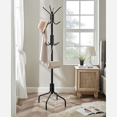 Coat Rack Freestanding, Coat Rack Stand w/12 Hooks & 4 Legs, Coat Tree for Jackets, Hats, Entryway