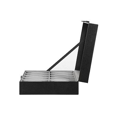 10 Slots Watch Box, Holder with Glass Lid, Case with Removable Pillow, Velvet Lining, Metal Clasp