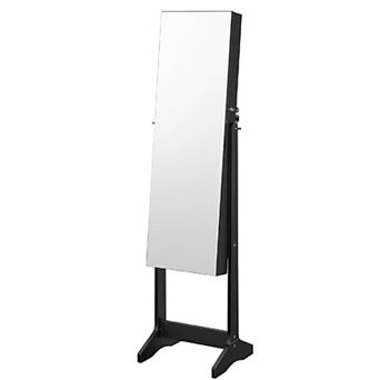 Mirror Jewelry Cabinet Armoire, Freestanding Lockable Storage Organizer Unit
