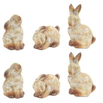 Weathered Terra Cotta Rabbit Garden Statue (set Of 6)