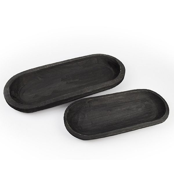 Wooden Dough Bowl Design Tray (Set of 2)