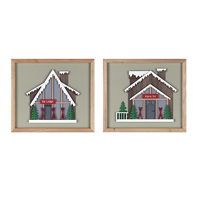 Framed Ski Lodge Wall Art (set Of 4)