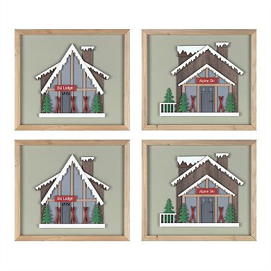Framed Ski Lodge Wall Art (set Of 4)