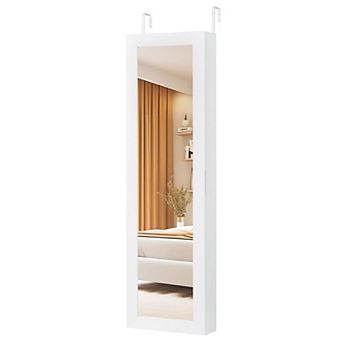 Jewelry Cabinet with Full Length Mirror Wall Mount or Door Hanging Storage Organizer