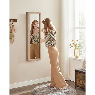 6 LEDs Mirror Jewelry Cabinet, Lockable Wall/Door Mounted Jewelry Armoire Organizer with Mirror