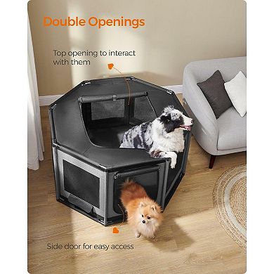 Durable Octagon Dog Playpen with Zippered Openings - PVC Frame, Oxford Fabric, and Dense Mesh