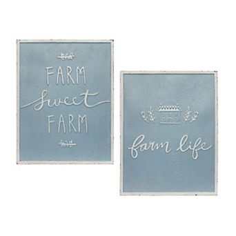 Metal Farm Life Sentiment Sign (set Of 2)