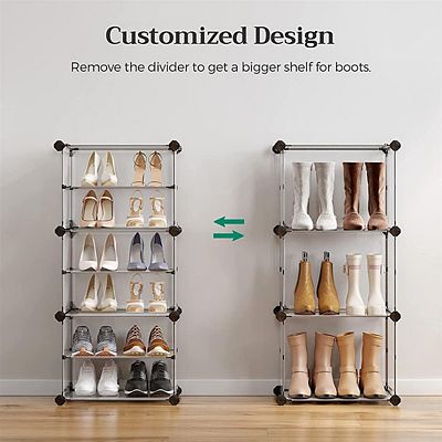 10-Slot Shoe Rack with Plastic Panels, Storage hot Organizer Unit, Portable Cube Shoe Storage Organizer, Modular DIY Storage Shelf