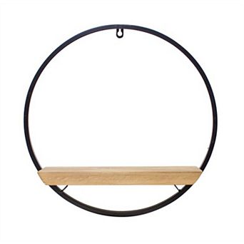 Wood Circle Shelf In Metal Frame 17.5"D