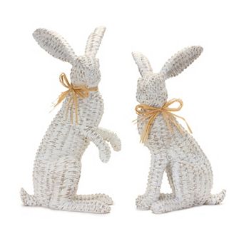 Wicker Rabbit Statue (set of 2)