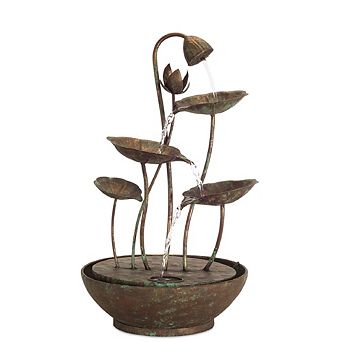 Rustic Metal Lotus Leaf Fountain 19.5"h