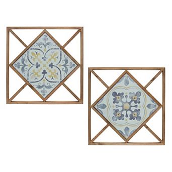 Framed Ornamental Wall Tile (Set of 2) 14.25"SQ