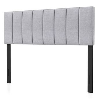 Adjustable Upholstered Headboard, Linen Fabric, Rubber Wood Support Legs, Mounting
