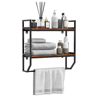 Over The Toilet Shelf Wall Mounted With Metal Frame For Bathroom