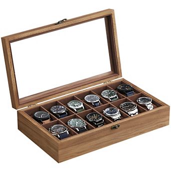 Luxury 12-Slot Solid Wood Watch Organizer Box