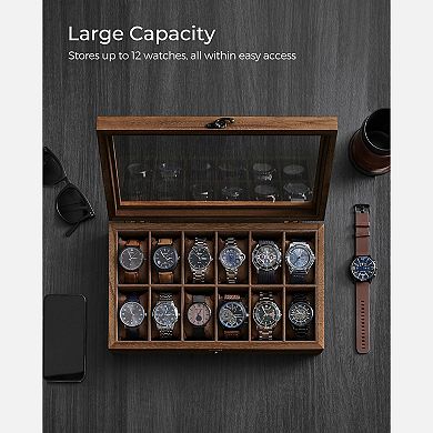 Luxury 12-Slot Solid Wood Watch Organizer Box