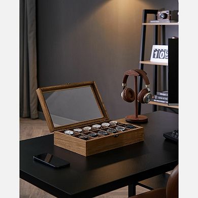 Luxury 12-Slot Solid Wood Watch Organizer Box