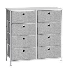 mDesign Narrow Dresser Storage Tower Stand with 4 Removable Fabric Drawers,  Gray