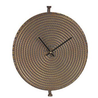 Bronze Metal Wall Clock With Suspended Stand 15"d