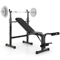 Adjustable Weight Bench Press with Squat Rack Folding Multi-Function Dip  Station for Full Body Workout Home Gym Strength