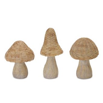 Wicker Mushroom Décor (set Of 3)