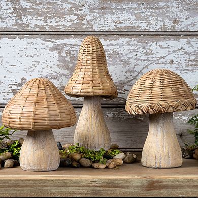 Wicker Mushroom Décor (set Of 3)