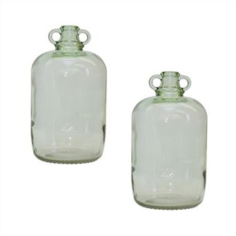 Sage Green Glass Jug Vase (set Of 2)