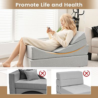 4-in-1 Convertible Folding Sofa Bed With High-density Foam-gray