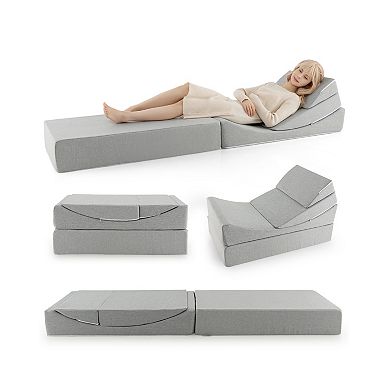 4-in-1 Convertible Folding Sofa Bed With High-density Foam-gray