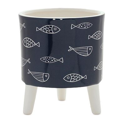 Coastal Fish Pattern Planter With Legs (set of 12)