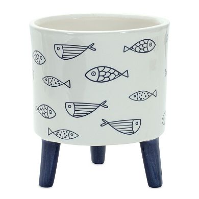 Coastal Fish Pattern Planter With Legs (set of 12)