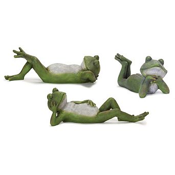Lounging Garden Frog Figurine (set of 3)