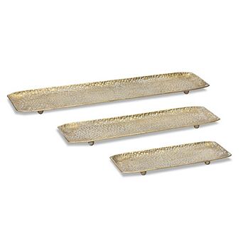 Hammered Metal Tray With Washed Finish (Set of 3)