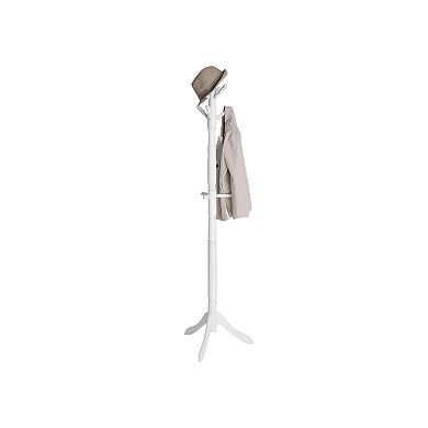 Coat Rack With 10 Hooks, Rubber Wood Coat Tree Free Standing, For Clothes, Hats, Handbags, Umbrella