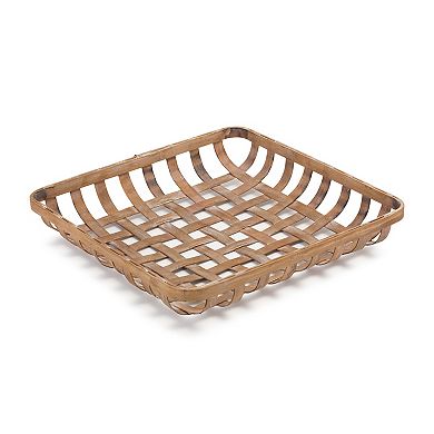 Square Wicker Basket Tray (Set Of 2)