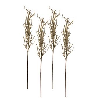 Flocked Beige Pampas Grass Spray (set Of 4)