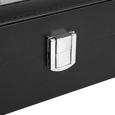 12 Slots Watch Box, Watch Holder with Glass Lid, Watch Case with Removable Watch Pillow