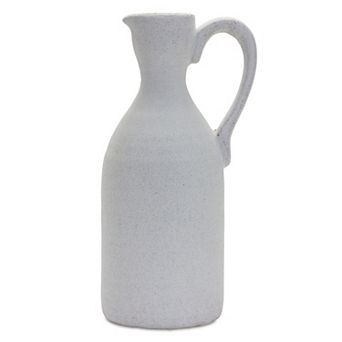 Modern White Clay Pitcher Vase 13.5"h