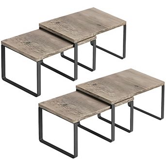 4 pc Adjustable Cabinet Shelf Organizer Set for Kitchen, Pantry, and Countertop Storage